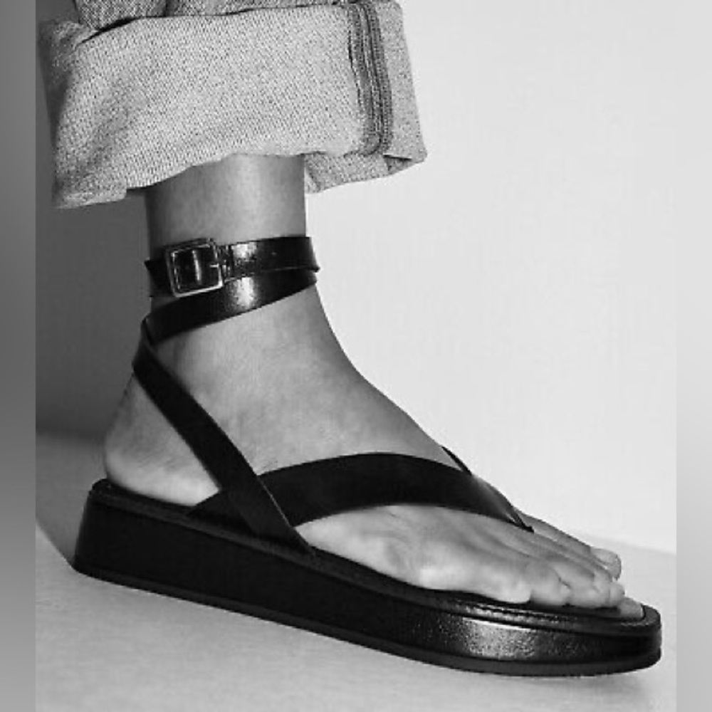 Zara Tied Flat Leather Sandal